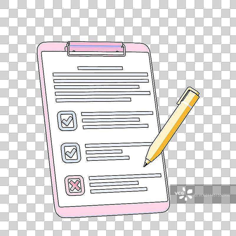 勾线扁平风格有文字和选项的纸质文件免抠元素图片素材