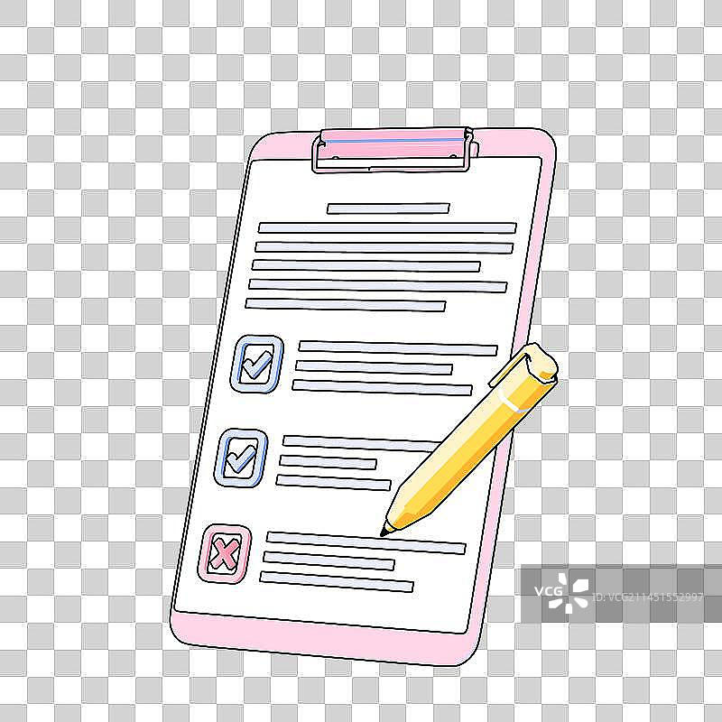 勾线扁平风格有文字和选项的纸质文件免抠元素图片素材