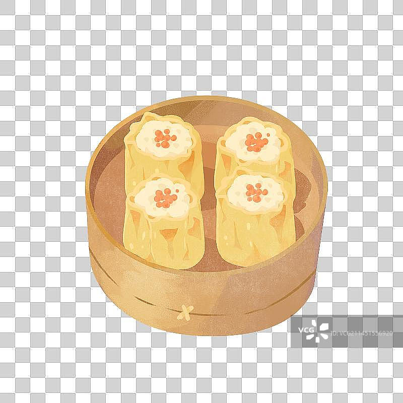 卡通广东早茶烧麦插画图片素材