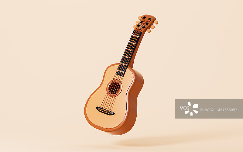 卡通吉他模型3D渲染图片素材