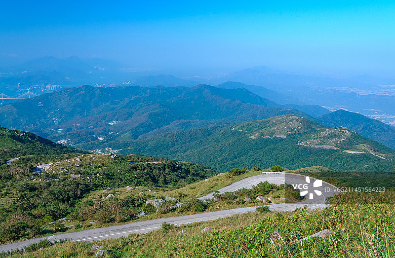 香港大帽山公园山顶日出唯美自然风光图片素材