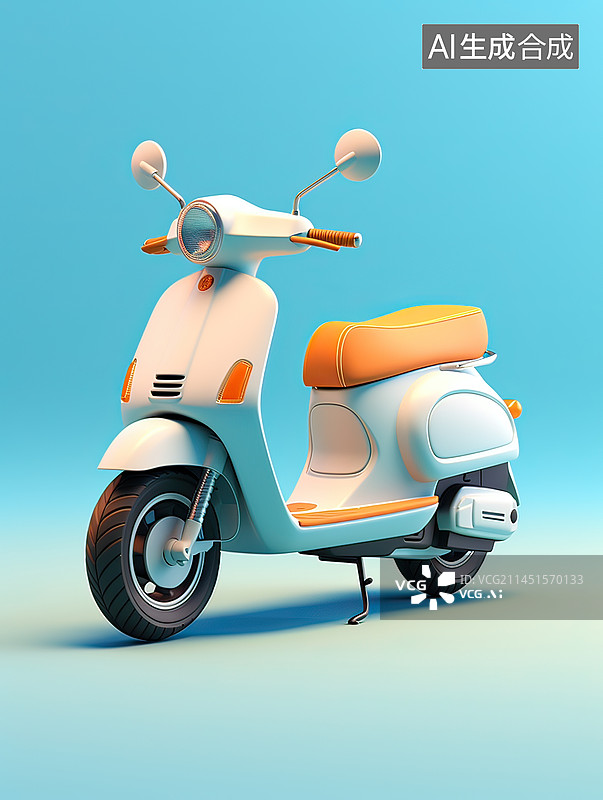 【AI数字艺术】卡通电动自行车可爱3D渲染插画图片素材