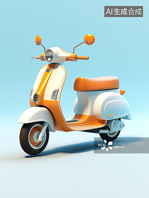 【AI数字艺术】卡通电动自行车可爱3D渲染插画图片素材