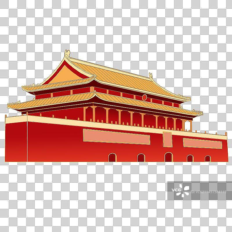 国潮风天安门建筑插画图片素材