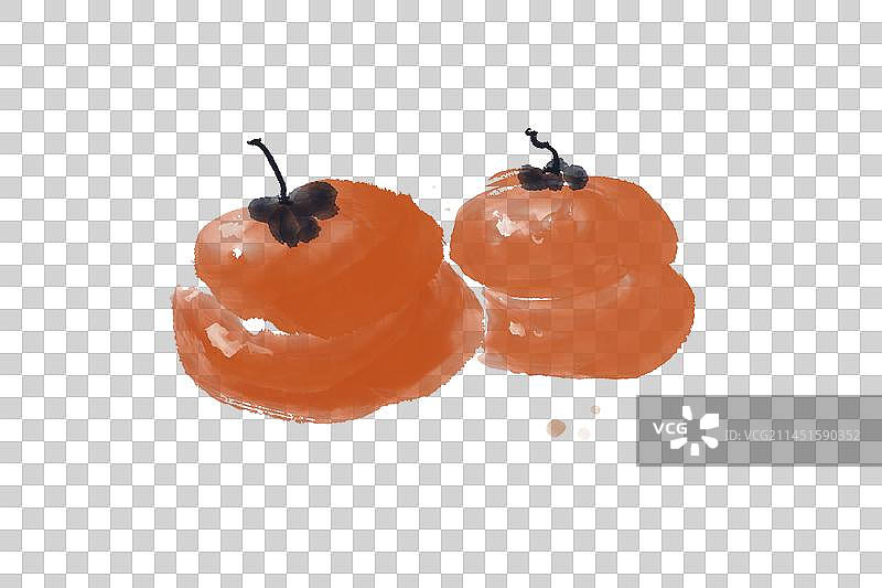 国画柿子水墨水彩图片素材