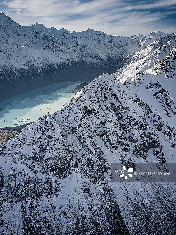 航拍新西兰库克山雪山冰川图片素材