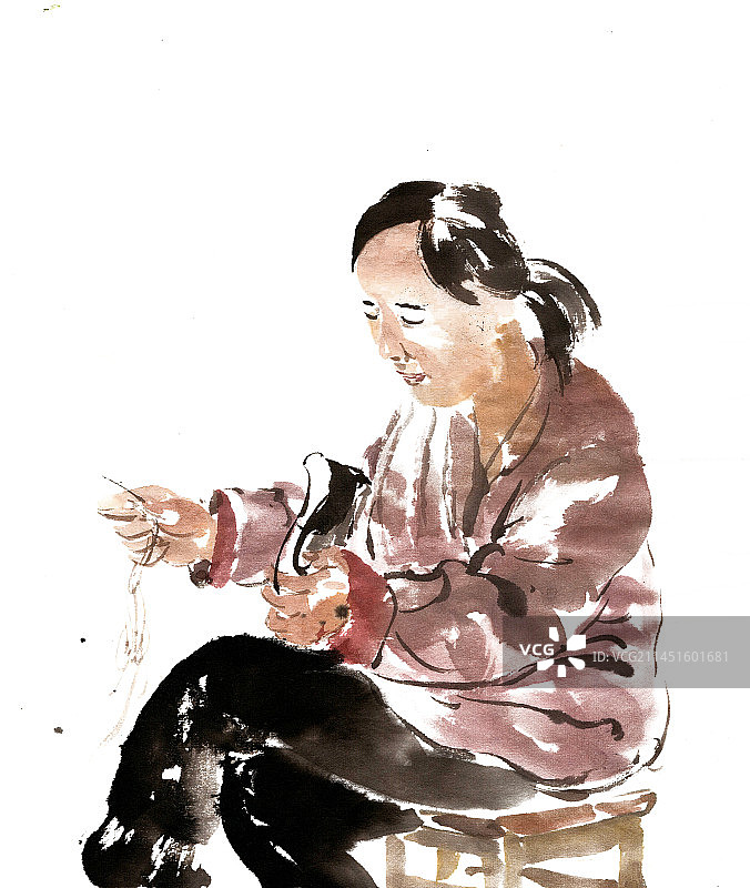 纳鞋的女子图片素材