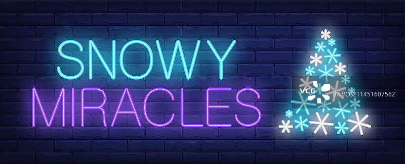 雪地奇迹霓虹灯标志图片素材