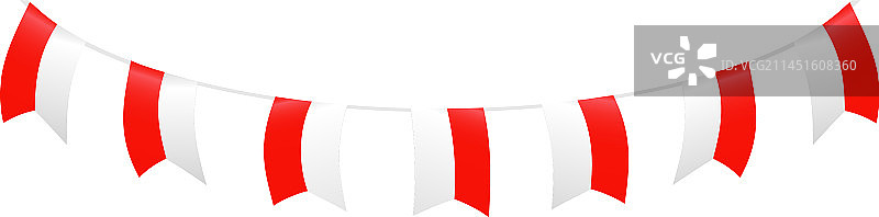 悬挂的红白旗帜彩带图片素材