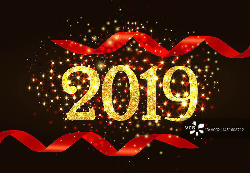2019年红色丝带邀请函设计图片素材