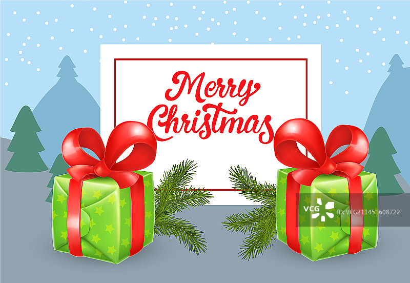 圣诞节礼盒冷杉宣传单设计图片素材