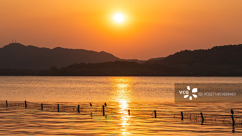 日落西湖图片素材