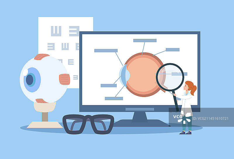 眼科医生手持放大镜图片素材