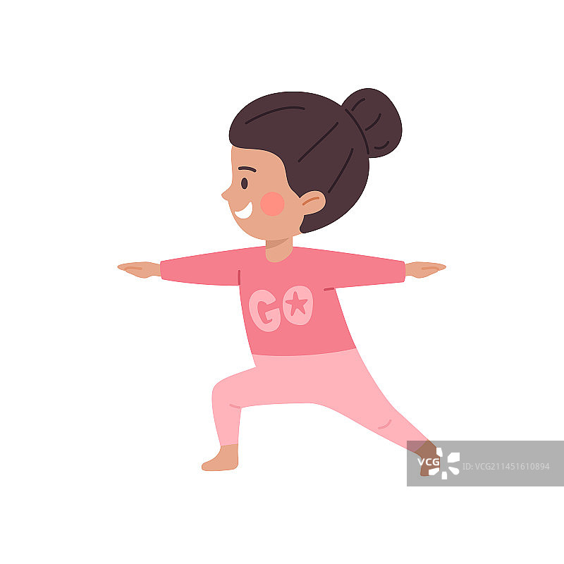摆瑜伽姿势的可爱女孩和小朋友图片素材