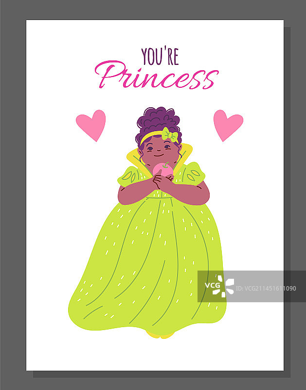 身穿黄色蓬松连衣裙的非洲公主，手拿苹果图片素材