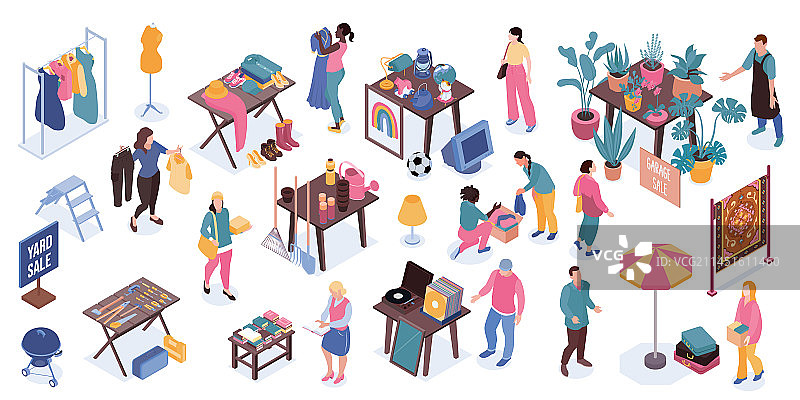 车库等距图标集图片素材