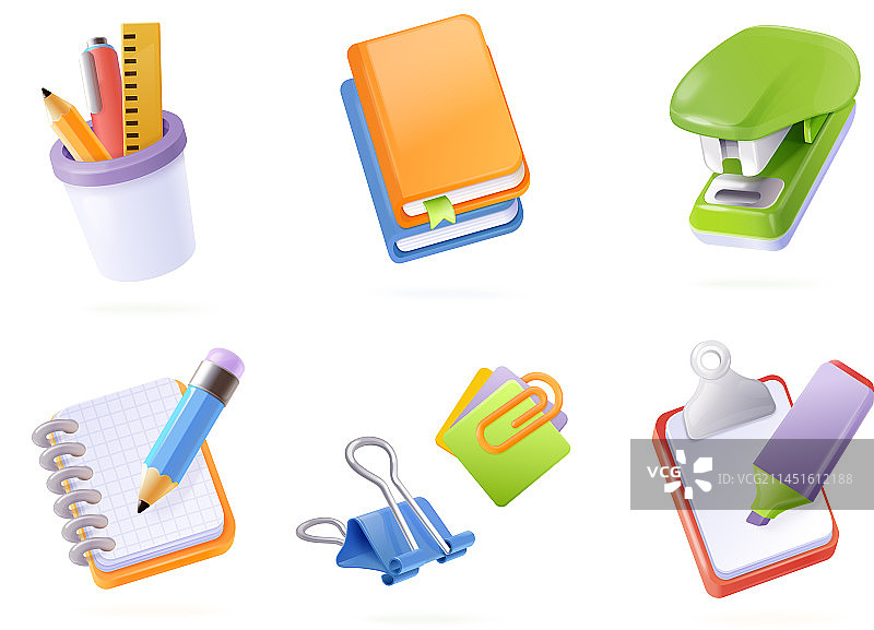 渲染办公工具2.5D等距桌面文具图片素材