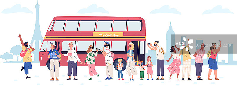 旅游团巴士旅行游客人群图片素材