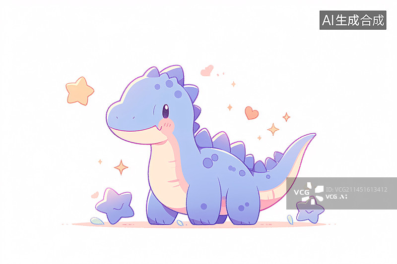 【AI数字艺术】平面卡通风格可爱的恐龙儿童插画图片素材