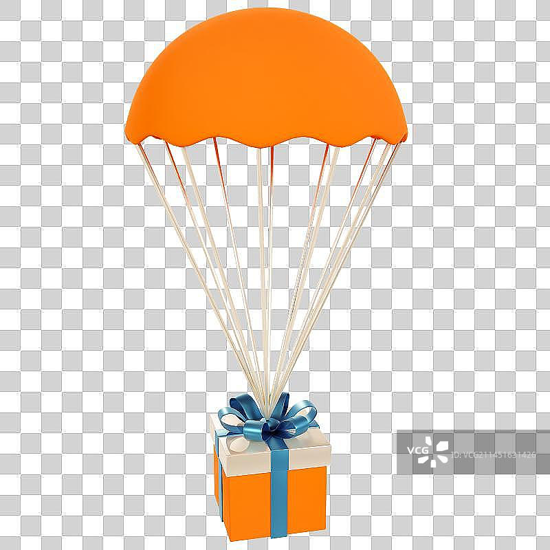 3D立体降落伞礼盒元素图片素材