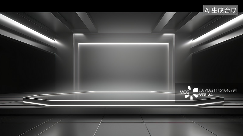 【AI数字艺术】黑色质感3D电商展台图片素材