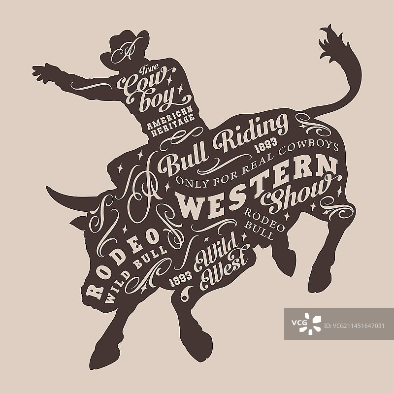 公牛牛仔竞技单色复古宣传单图片素材