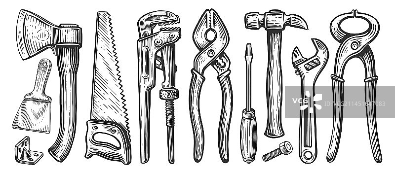 建筑或维修工具套装图片素材