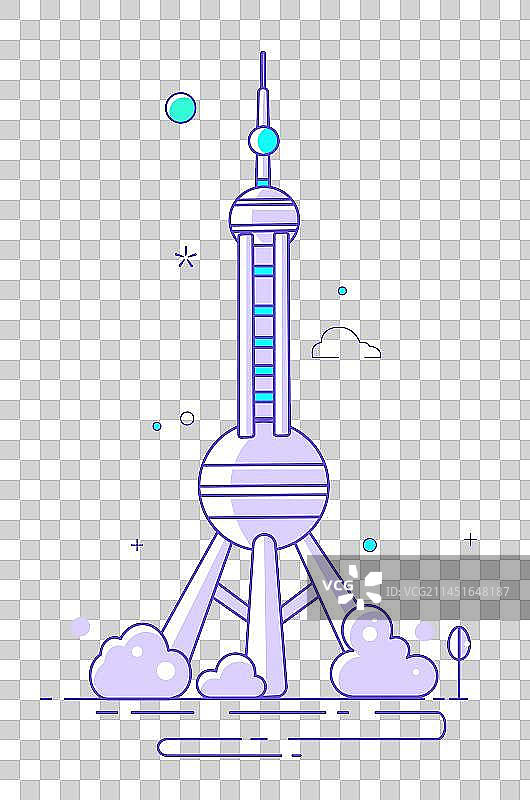 中国上海东方明珠广播电视塔卡通插画图片素材
