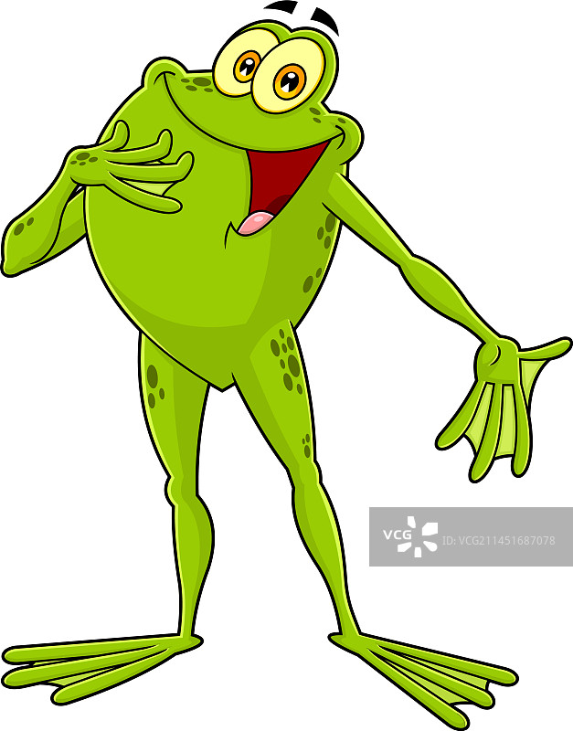 唱歌的有趣绿色青蛙卡通形象图片素材
