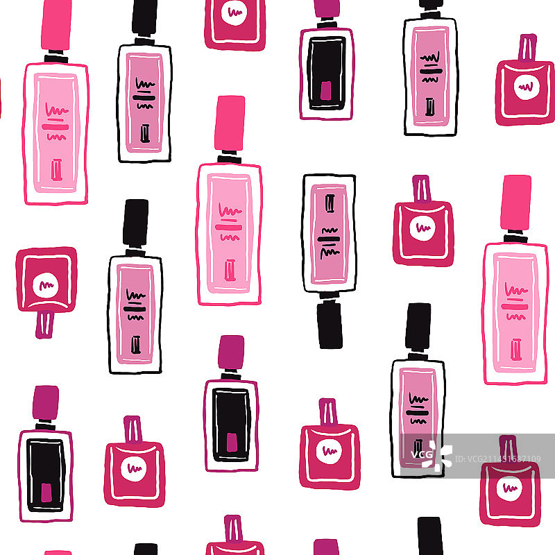时尚香水瓶涂鸦无缝图案图片素材