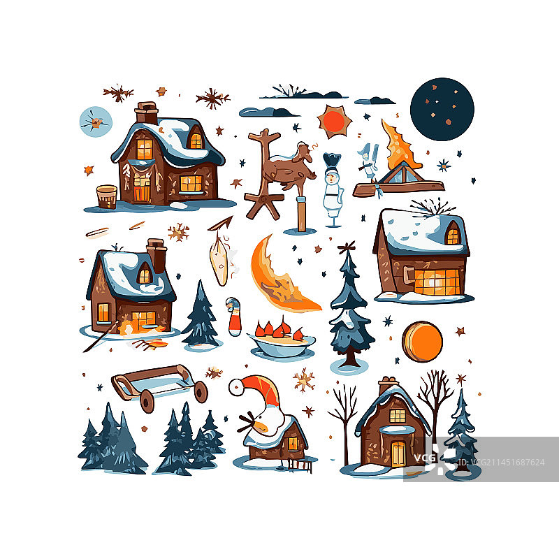 简约扁平圣诞节卡通元素图片素材