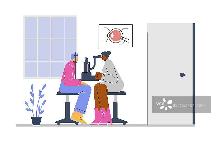 眼科医生用仪器检查病人眼睛图片素材