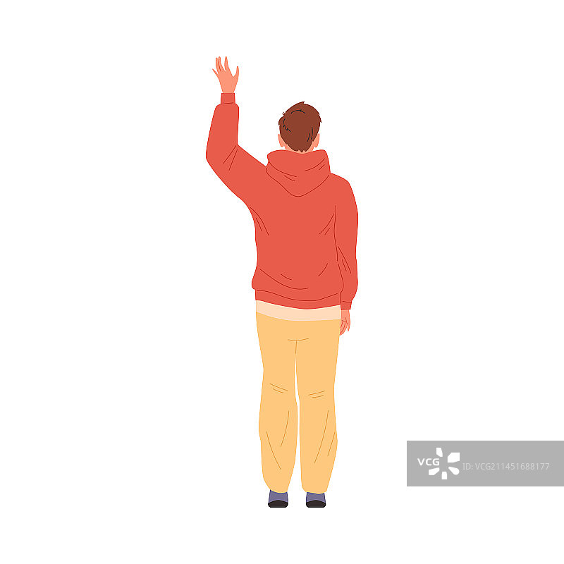 背身挥手示意男子扁平图标图片素材