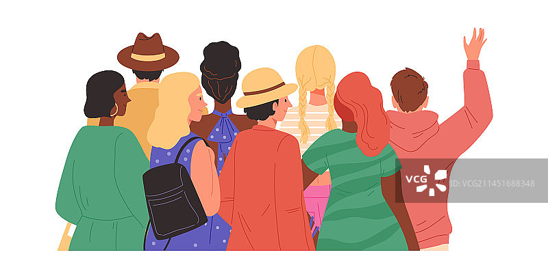 年轻人或学生背影扁平卡通图片素材