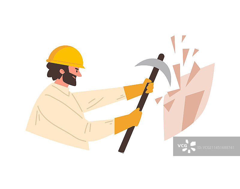 男人使用镐卡通图片素材