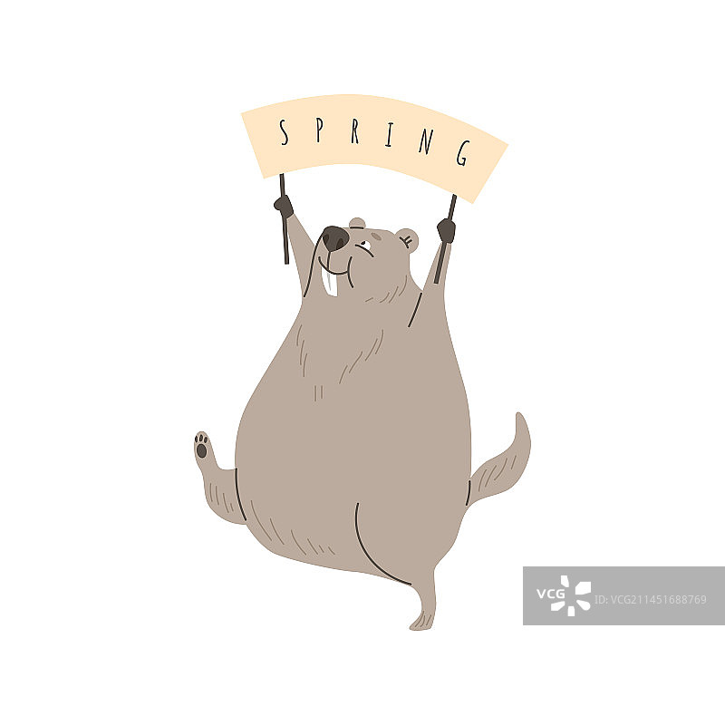 卡通土拨鼠奔跑与春天banner图片素材