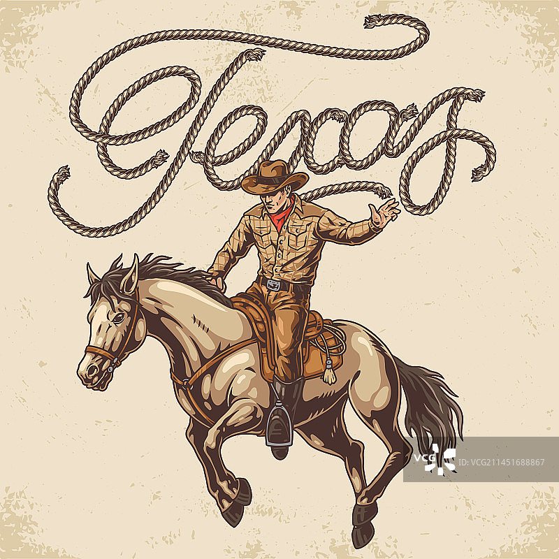 得克萨斯州牛仔复古宣传单图片素材