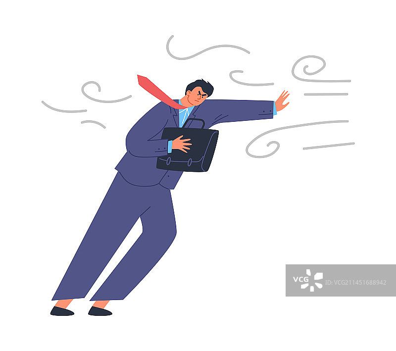 在强风暴中挣扎的沮丧男子图片素材