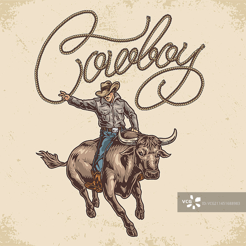 男人牛仔复古海报图片素材