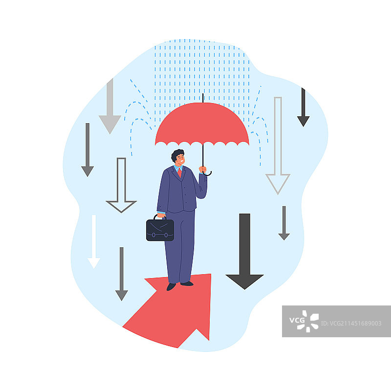 站在红色箭头下的商人图片素材