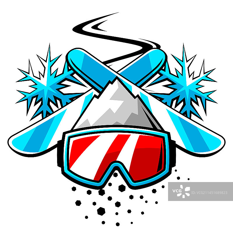 带滑雪符号的徽章冬季运动图片素材