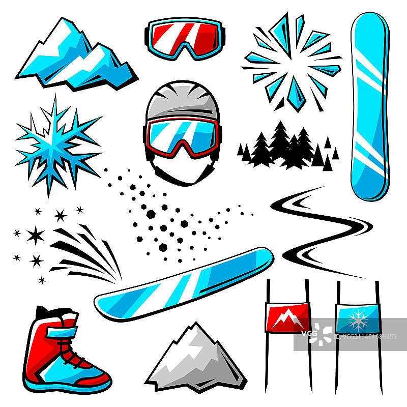 单板滑雪运动符号合集图片素材