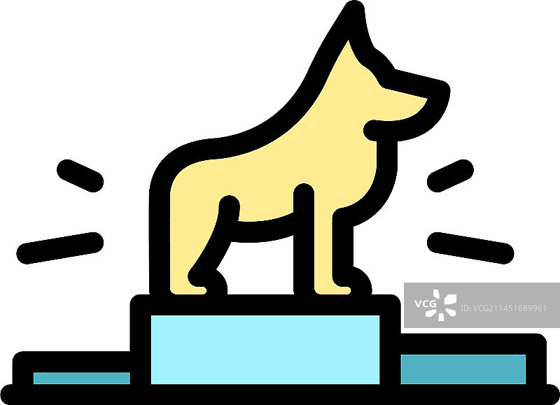 小狗领奖台扁平图标图片素材