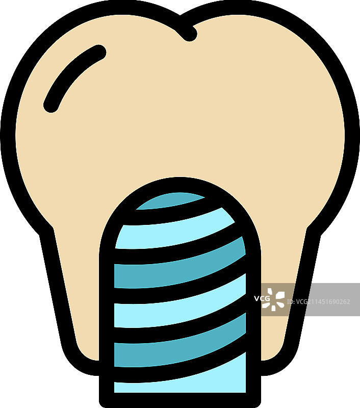 牙冠植入扁平图标图片素材