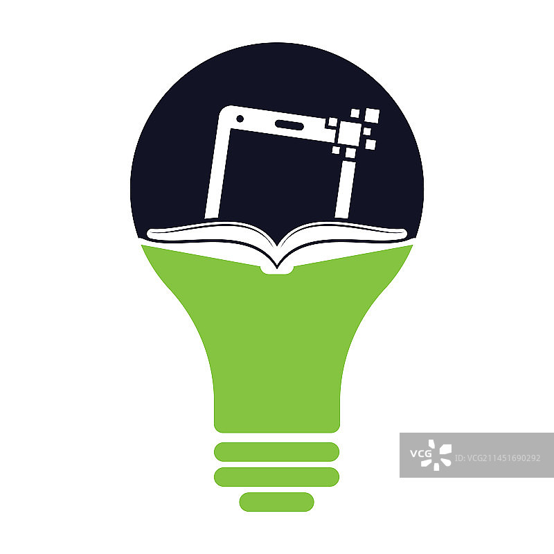 手机书籍灯泡形状概念Logo模板图片素材