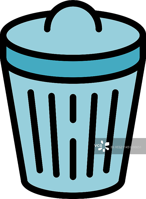 金属垃圾桶扁平图标图片素材