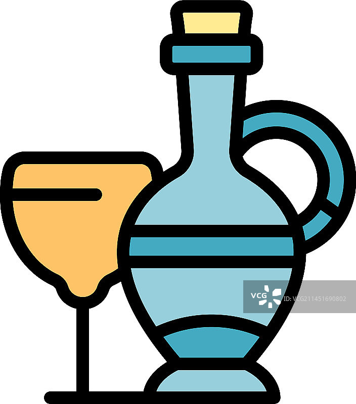 酒杯水壶图标（扁平风格）图片素材