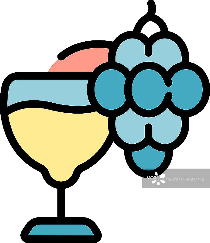 葡萄酒葡萄杯扁平图标图片素材