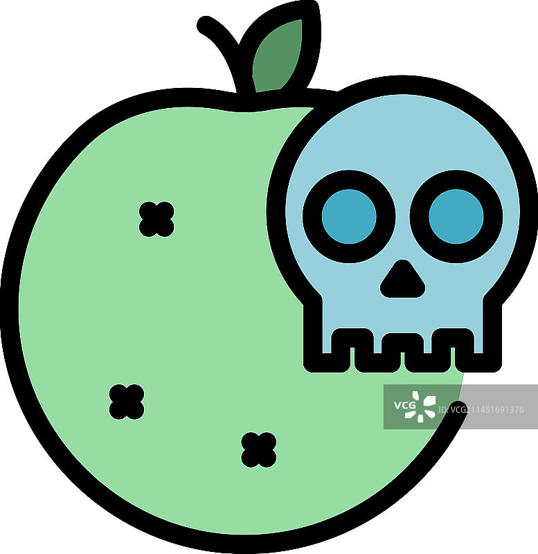 受污染的苹果图标（扁平风格）图片素材