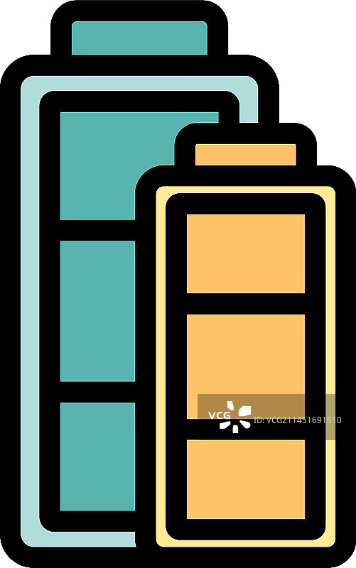 小电量电池图标扁平风格图片素材